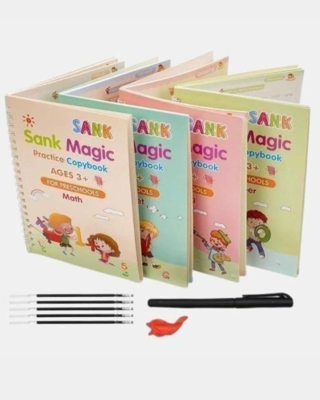 Sank Magic Practice Copybook (4 BOOKS,1 PEN,1 GRIP,10 REFILL) Pack of 1