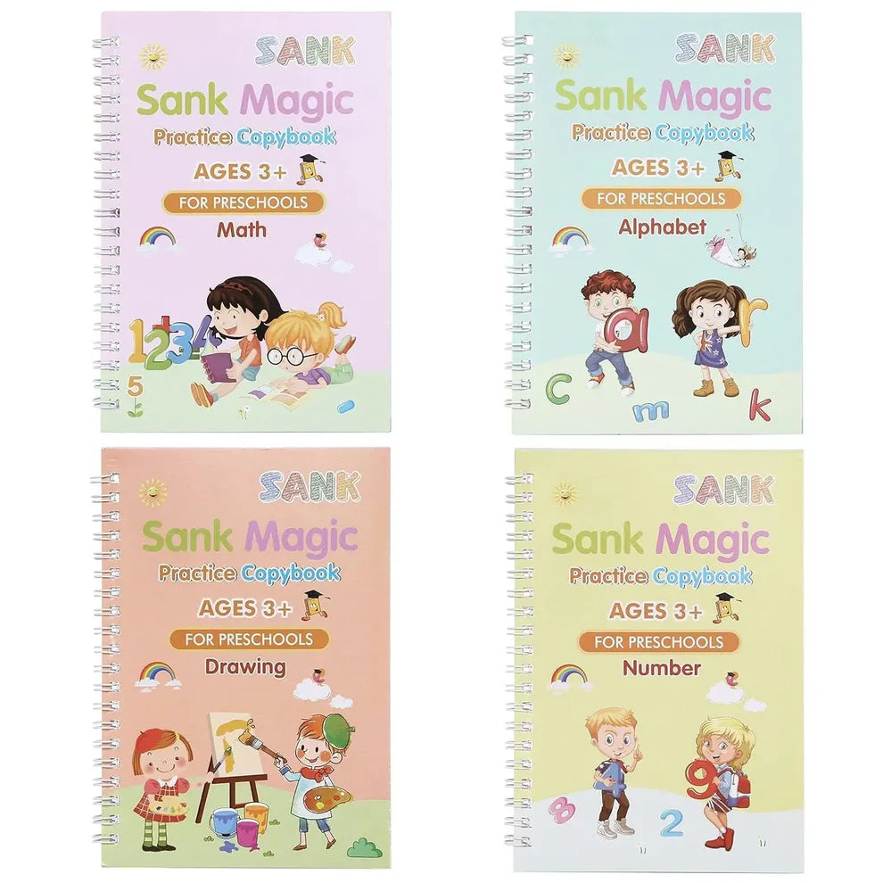 Sank Magic Practice Copybook (4 BOOKS,1 PEN,1 GRIP,10 REFILL) Pack of 1